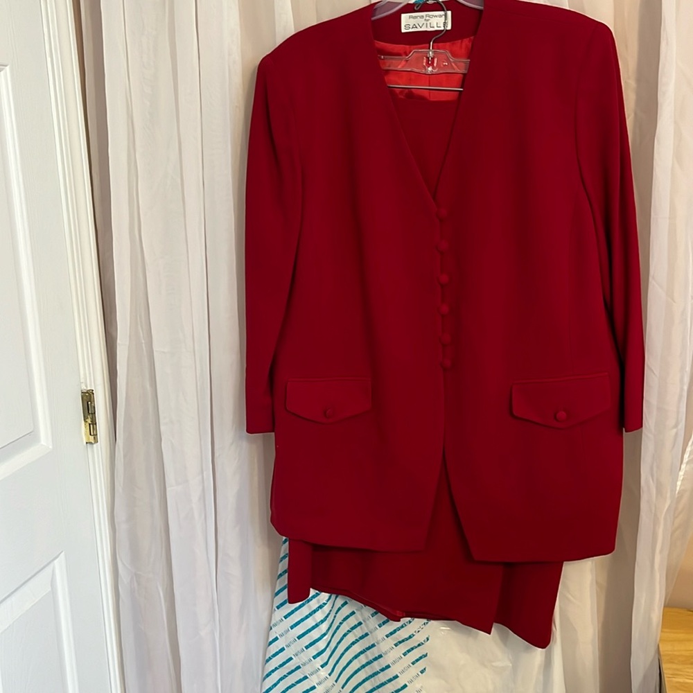 Rena Rowan Red two piece skirt set size 20, Vintage